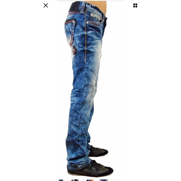 AFFLICTION Men Denim Jeans ACE AVENGE TRENTON Embr - Picture 5 of 8